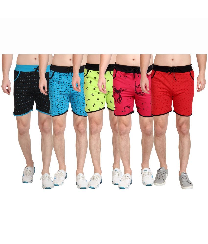     			Diaz 100 Percent Cotton Printed Multi Men's Shorts Pack of 5