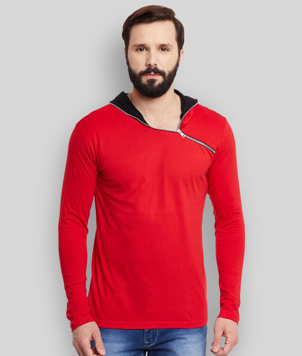 Gritstones - Red Cotton Blend Regular Fit Men's T-Shirt ( Pack of 1 )