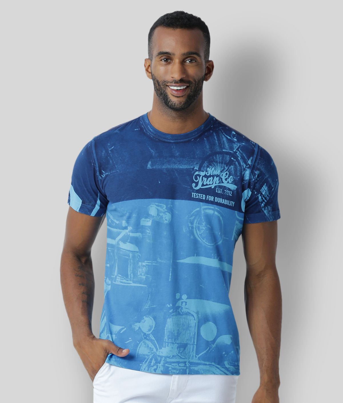     			Huetrap - Turquoise Cotton Regular Fit Men's T-Shirt ( Pack of 1 )
