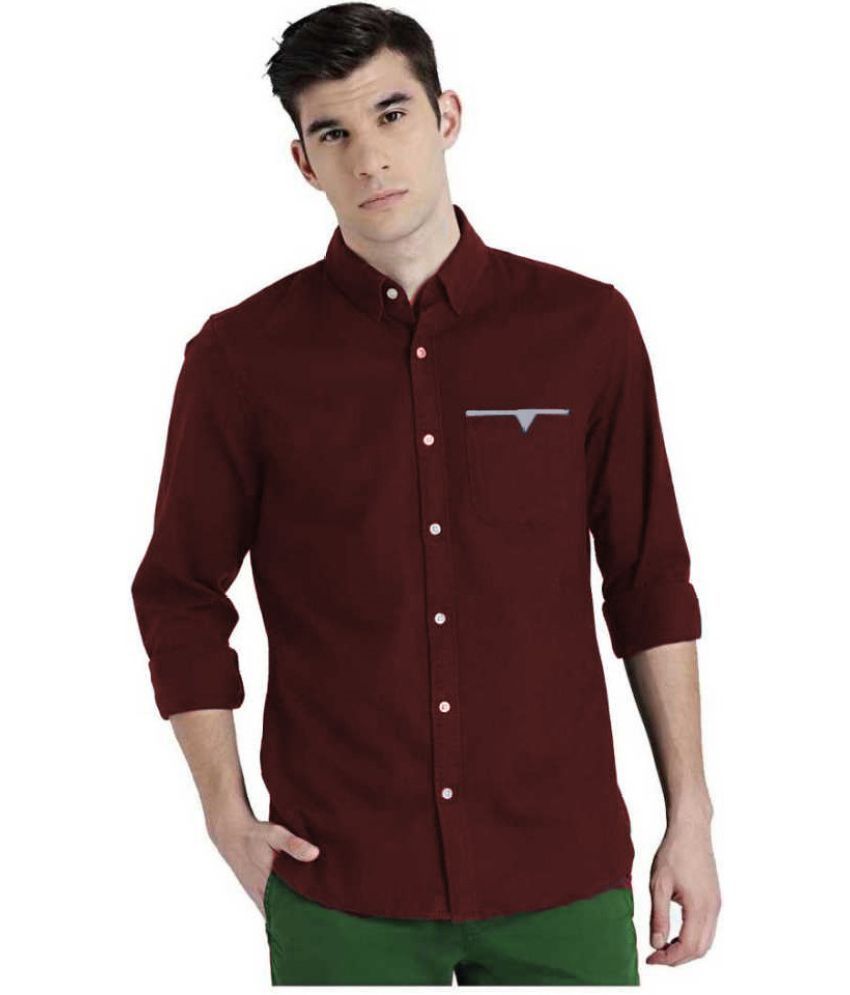     			Life Roads - Maroon Cotton Slim Fit Men's Casual Shirt (Pack of 1 )