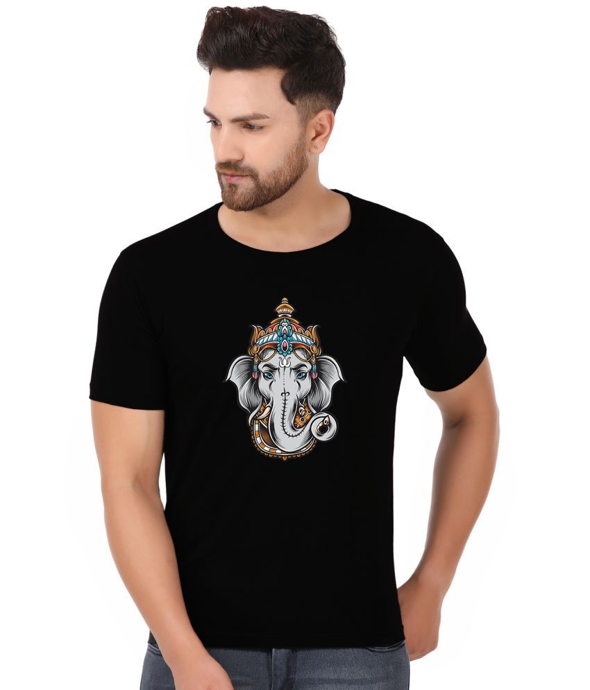     			Prabhu Bhakti 100 Percent Cotton Regular Fit Printed Round Half Sleeves Black Men T-Shirt