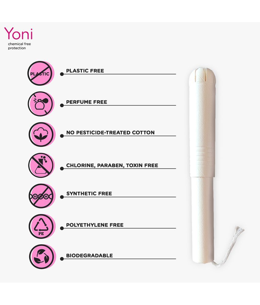Yoni 100 Organic Cotton Biodegradable 14 pcs Super Tampons Pack of 3