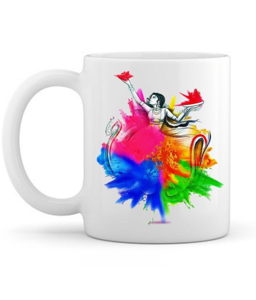    			thriftkart Ceramic holi colour printed Gifting Mugs - Pack of 1