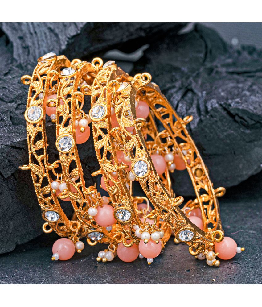    			Sukkhi Shimmering  Gold Plated Pearl Bangle Set For Women (Set of 4)