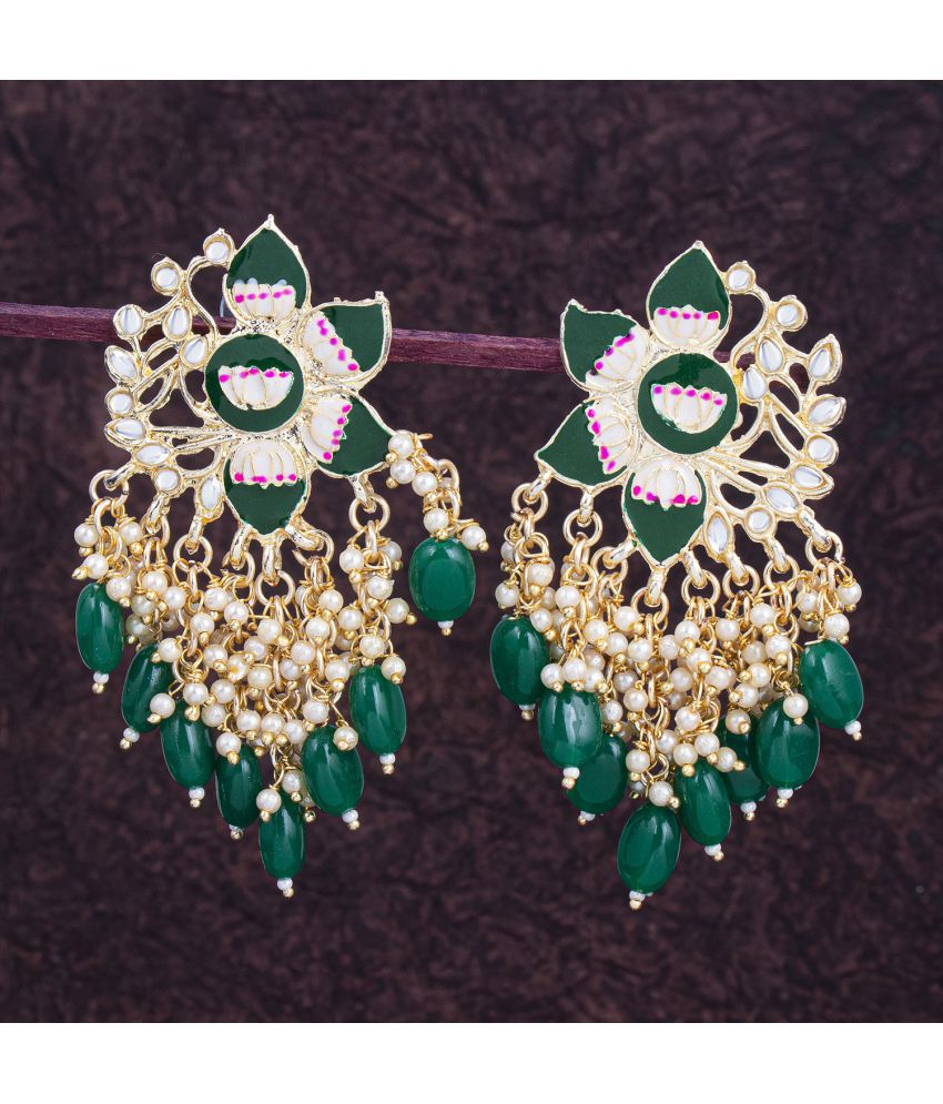     			Sukkhi Alluring Floral Gold Plated Meenakari Earring For Women