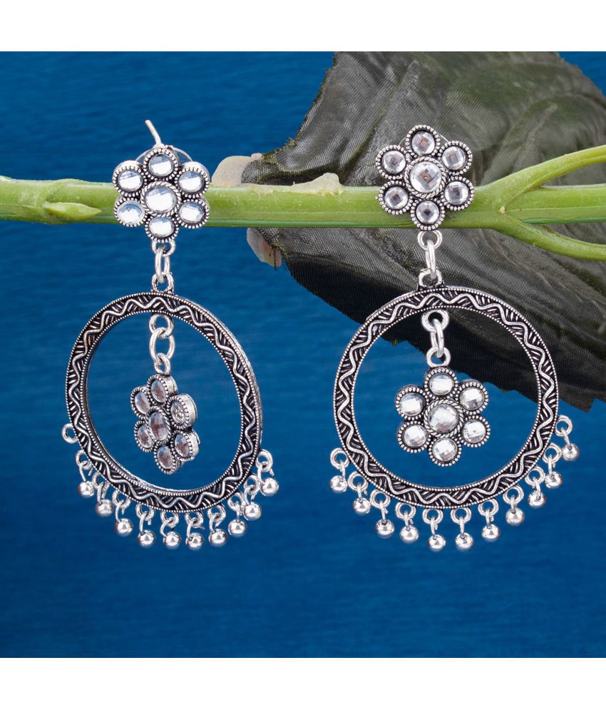    			Sukkhi Glittery Floral Oxidised Drop Earring For Women