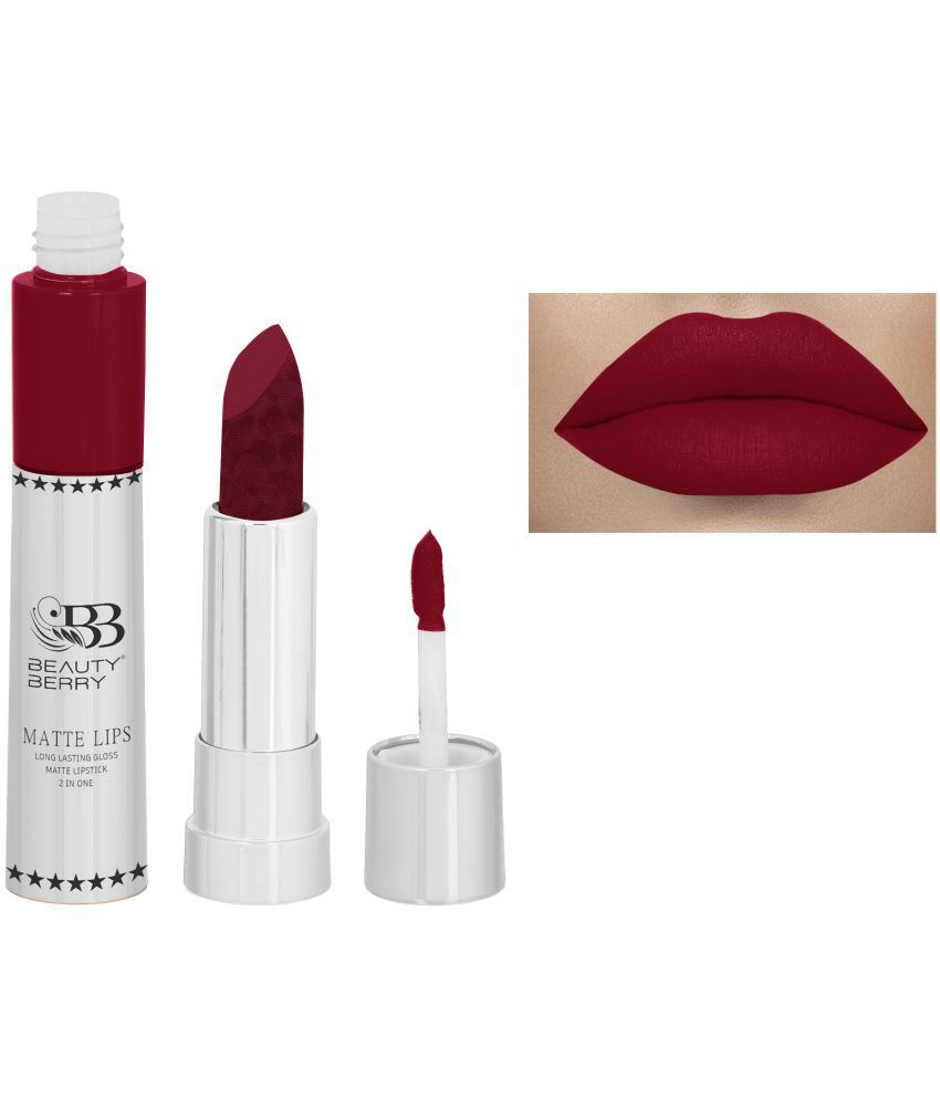     			Beauty Berry Matte Lips Long Lasting Creme Lipstick 2 IN 1 Maroon 1 g