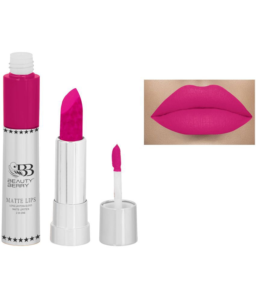     			Beauty Berry Matte Lips Long Lasting Creme Lipstick 2 IN 1 Pink 1 g