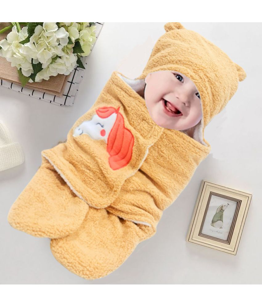 Brandonn Beige Flannel Baby Blanket ( 68 cm × 35 cm- 1 pcs)