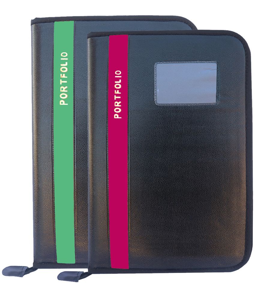     			KOPILA PORTFOLIO File Folder,Faux Leather  Professional Look, 20 leafs,Certificate, Documents Holder FS/A4 Size (Set Of 2, Green &Pink)