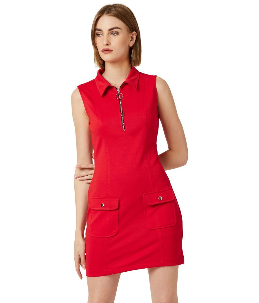     			Miss Chase Polyester Red Shift Dress -