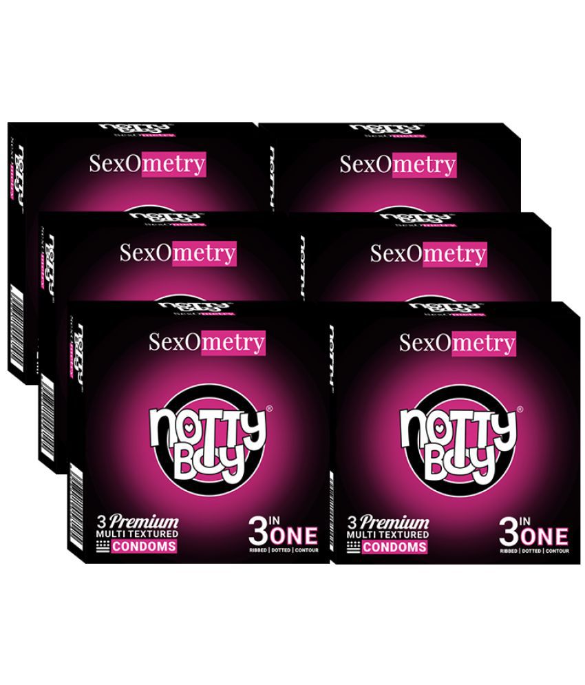     			NottyBoy Multi-Textured Ribbed Dotted Contoured Condom Combo Pack - 6 x 3 Pcs