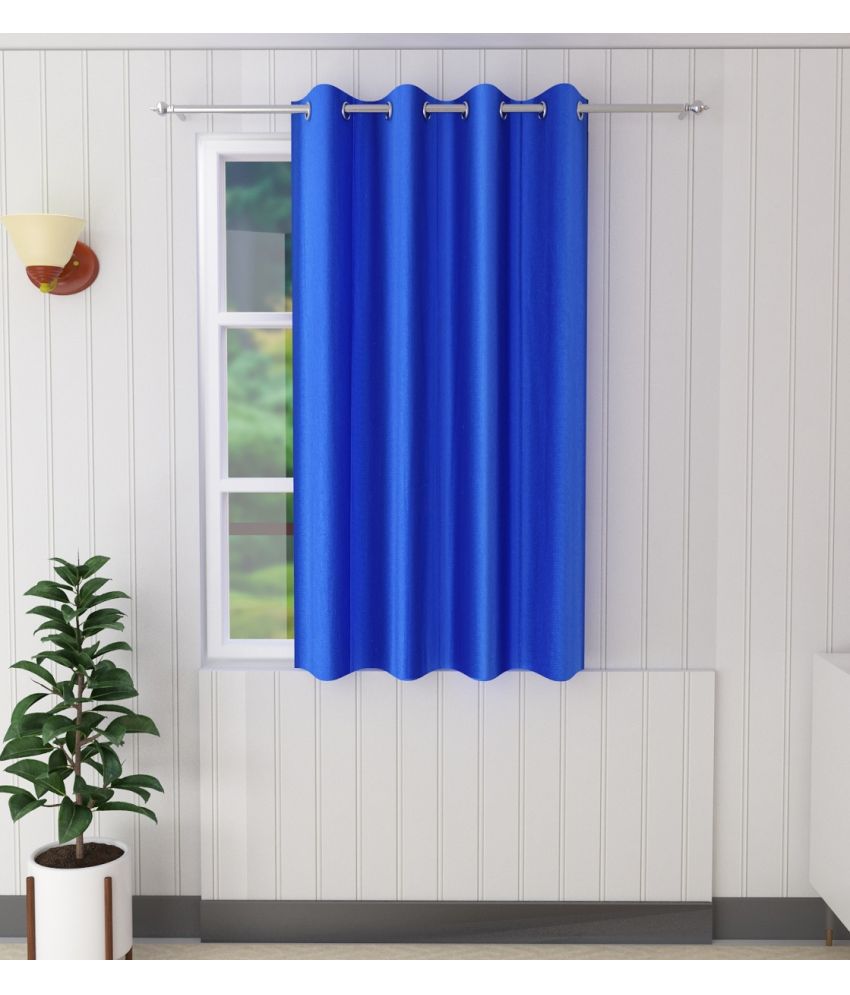     			Tanishka Fabs Solid Semi-Transparent Eyelet Door Curtain 7 ft Single -Blue