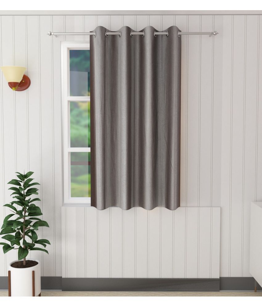     			Tanishka Fabs Solid Semi-Transparent Eyelet Door Curtain 7 ft Single -Grey