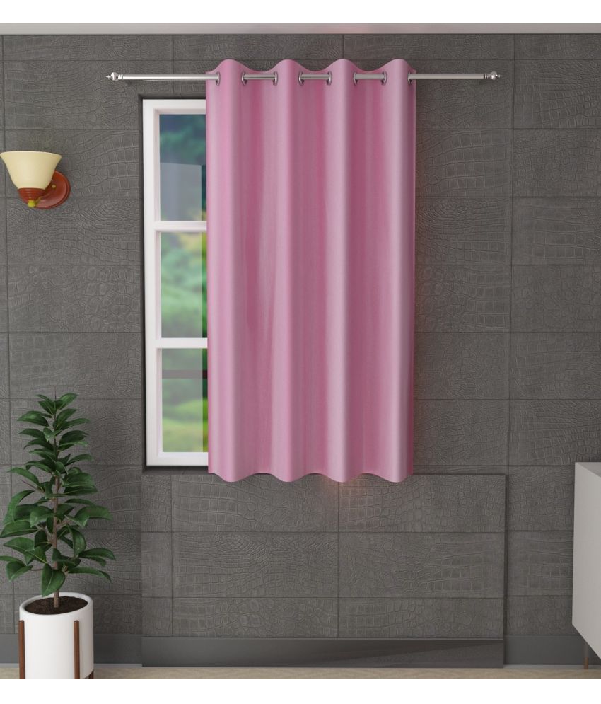     			Tanishka Fabs Solid Semi-Transparent Eyelet Door Curtain 7 ft Single -Light Pink