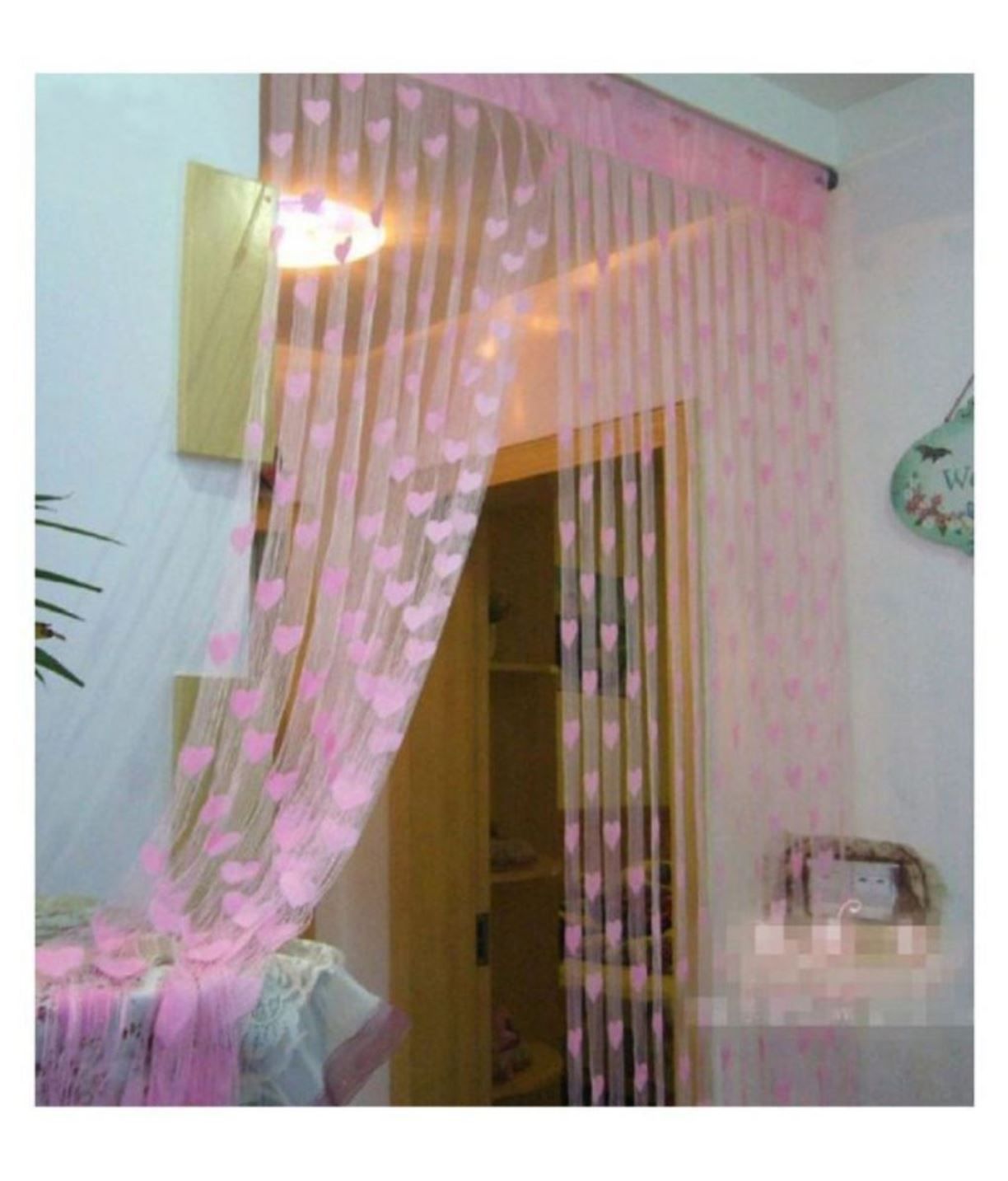     			Tanishka Fabs Others Semi-Transparent Rod Pocket Door Curtain 7 ft Single -Light Pink
