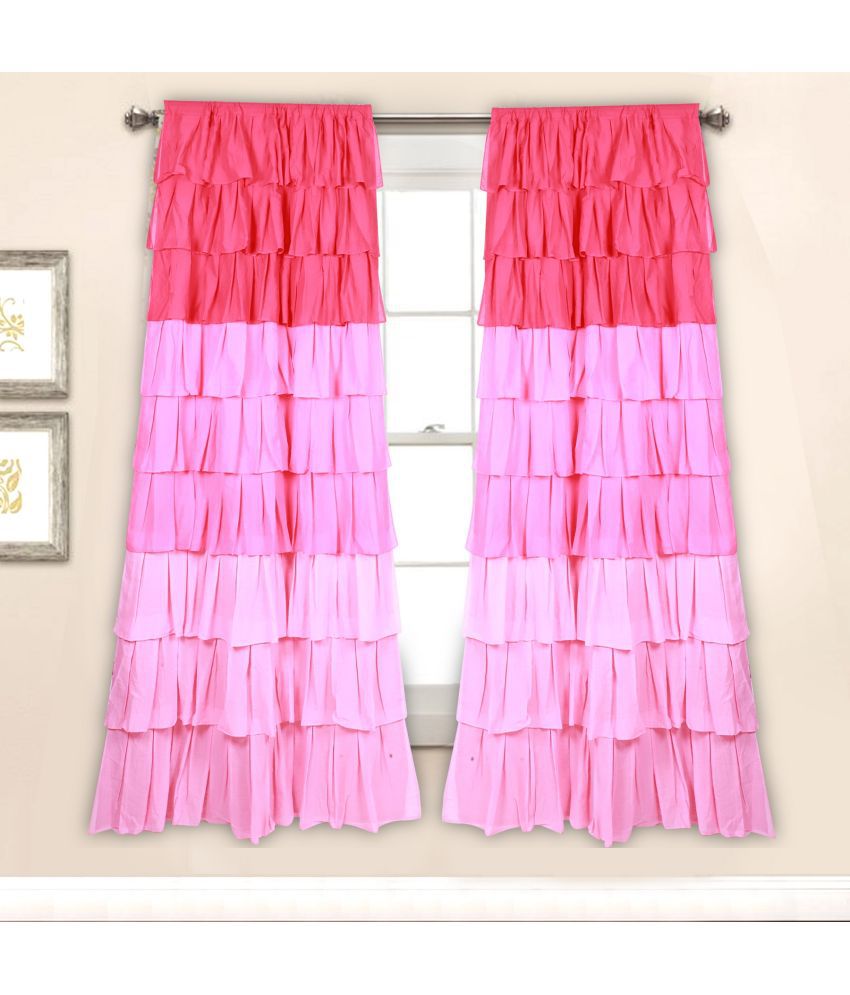     			NUEVOSGHAR Single Door Semi-Transparent Rod Pocket Cotton Pink Curtains ( 213 x 106 cm )