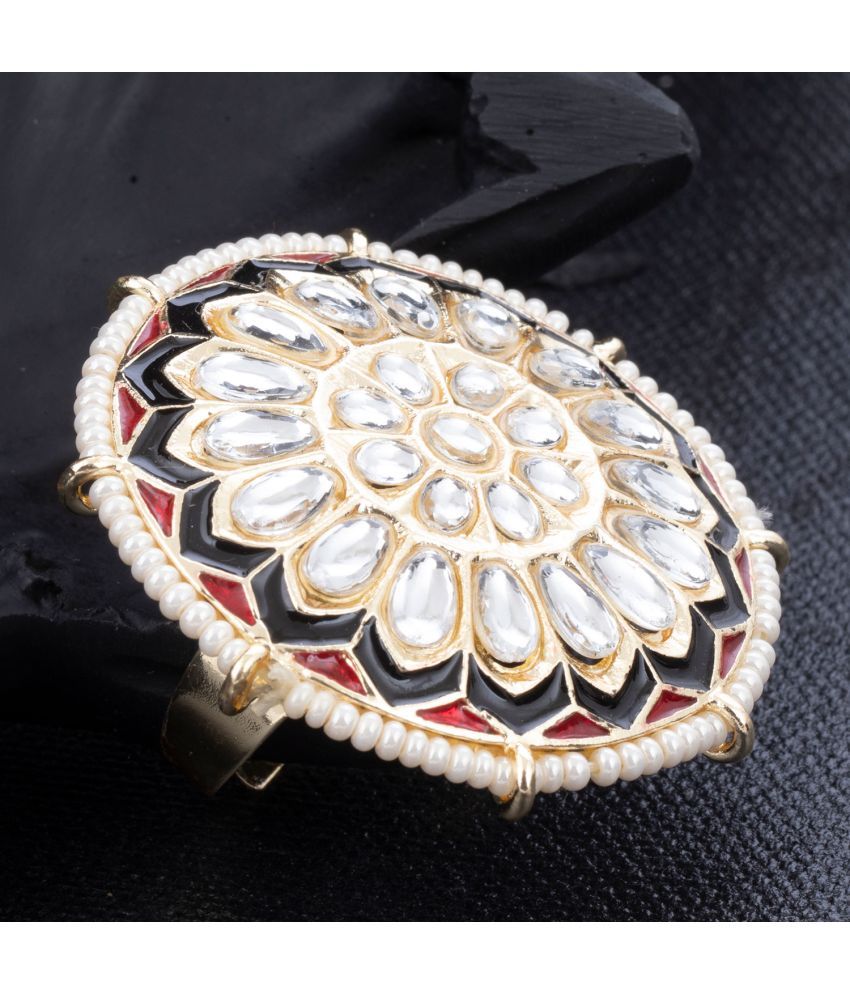     			Sukkhi Blossomy Meenakari Gold Plated Kundan Adjustable Ring For Women