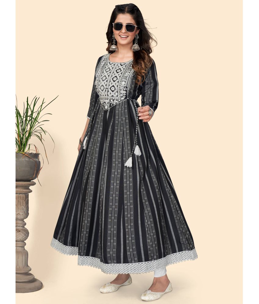     			Vbuyz Cotton Embroidered Anarkali Black Kurti