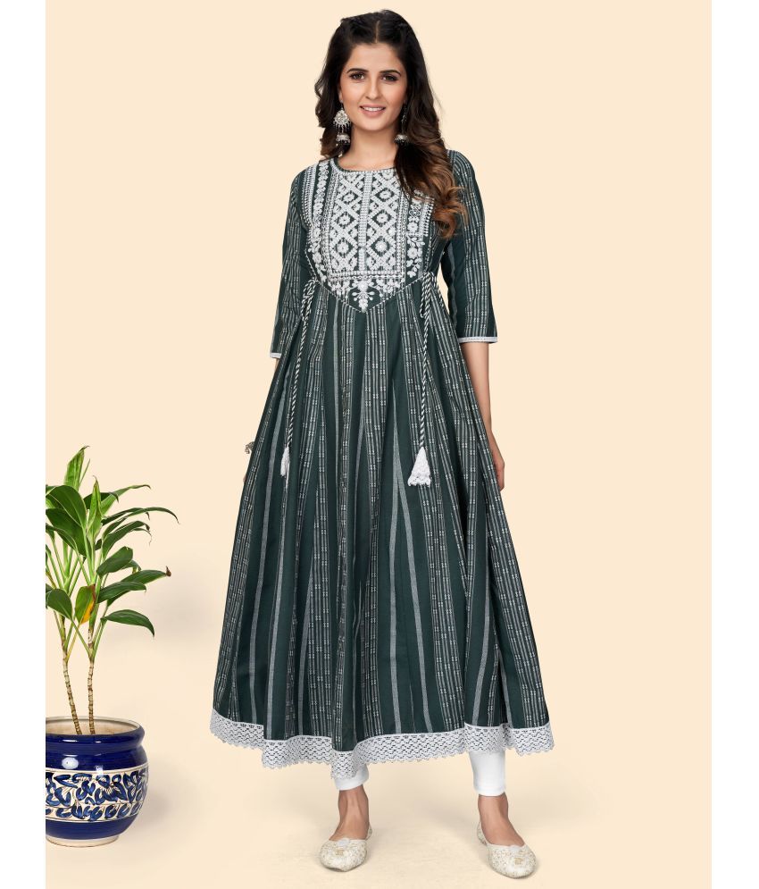     			Vbuyz Cotton Embroidered Anarkali Green Kurti