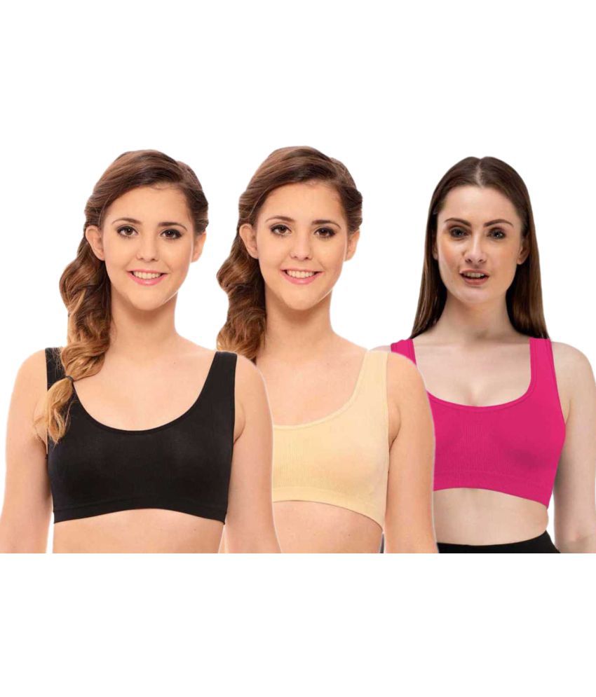     			ComfyStyle Nylon Air Bra - Multi Color Pack of 3