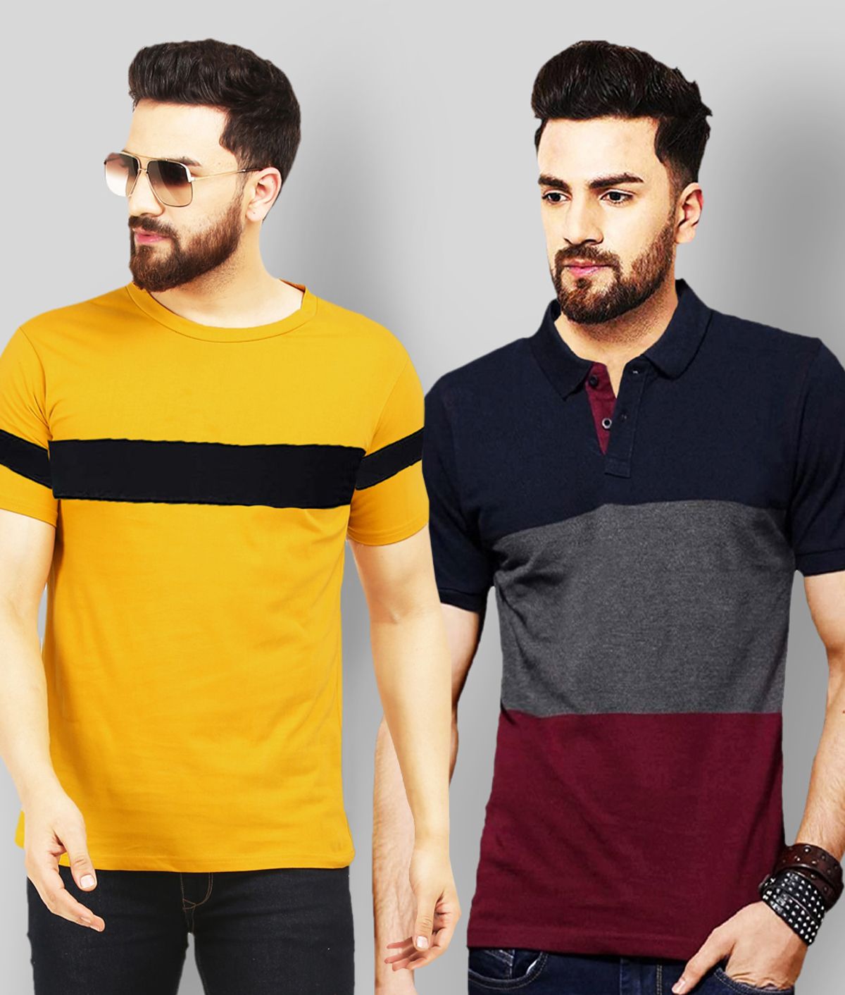     			Leotude - Multicolor Cotton Blend Regular Fit Men's T-Shirt ( Pack of 2 )