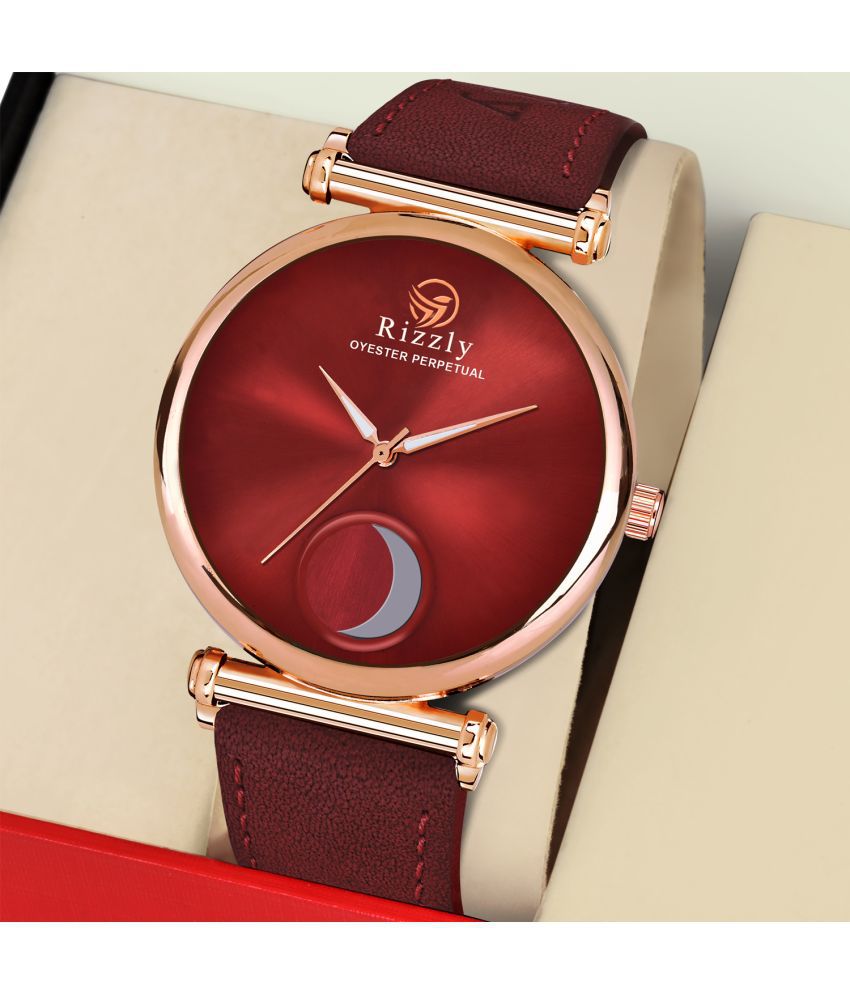     			Rizzly RZ-301-Maroon-Rizzly Leather Analog Men's Watch