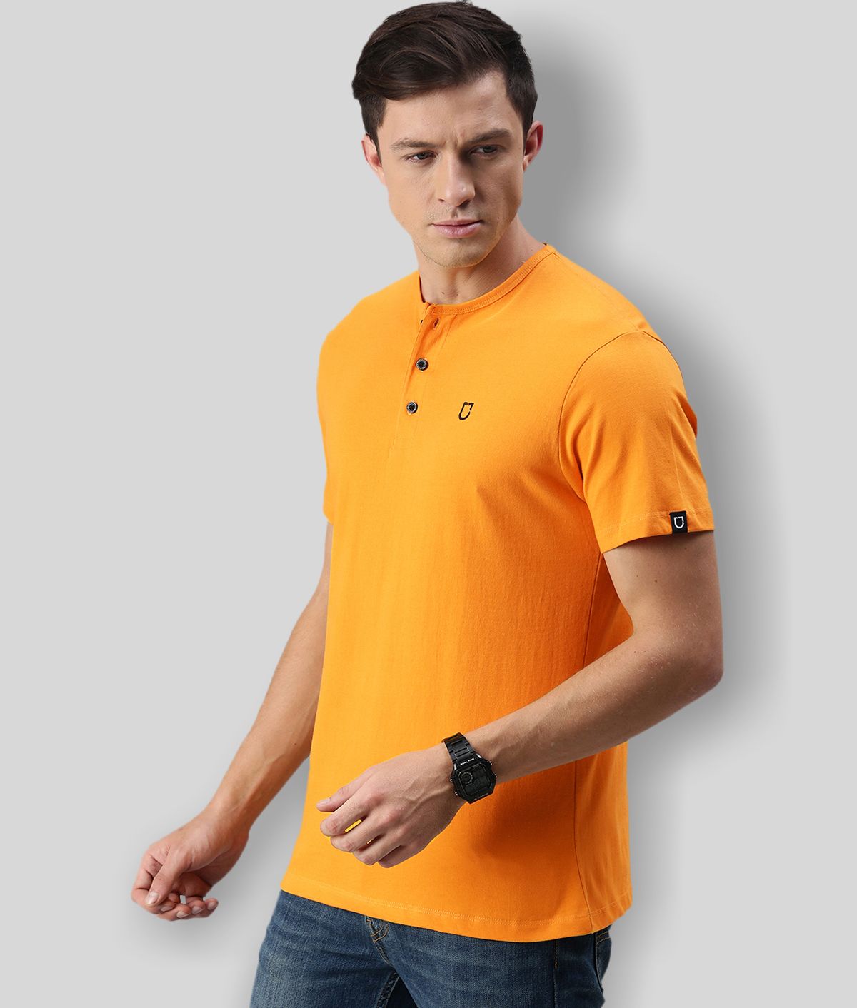     			Urbano Fashion - Mustard Cotton Slim Fit Men's T-Shirt ( Pack of 1 )