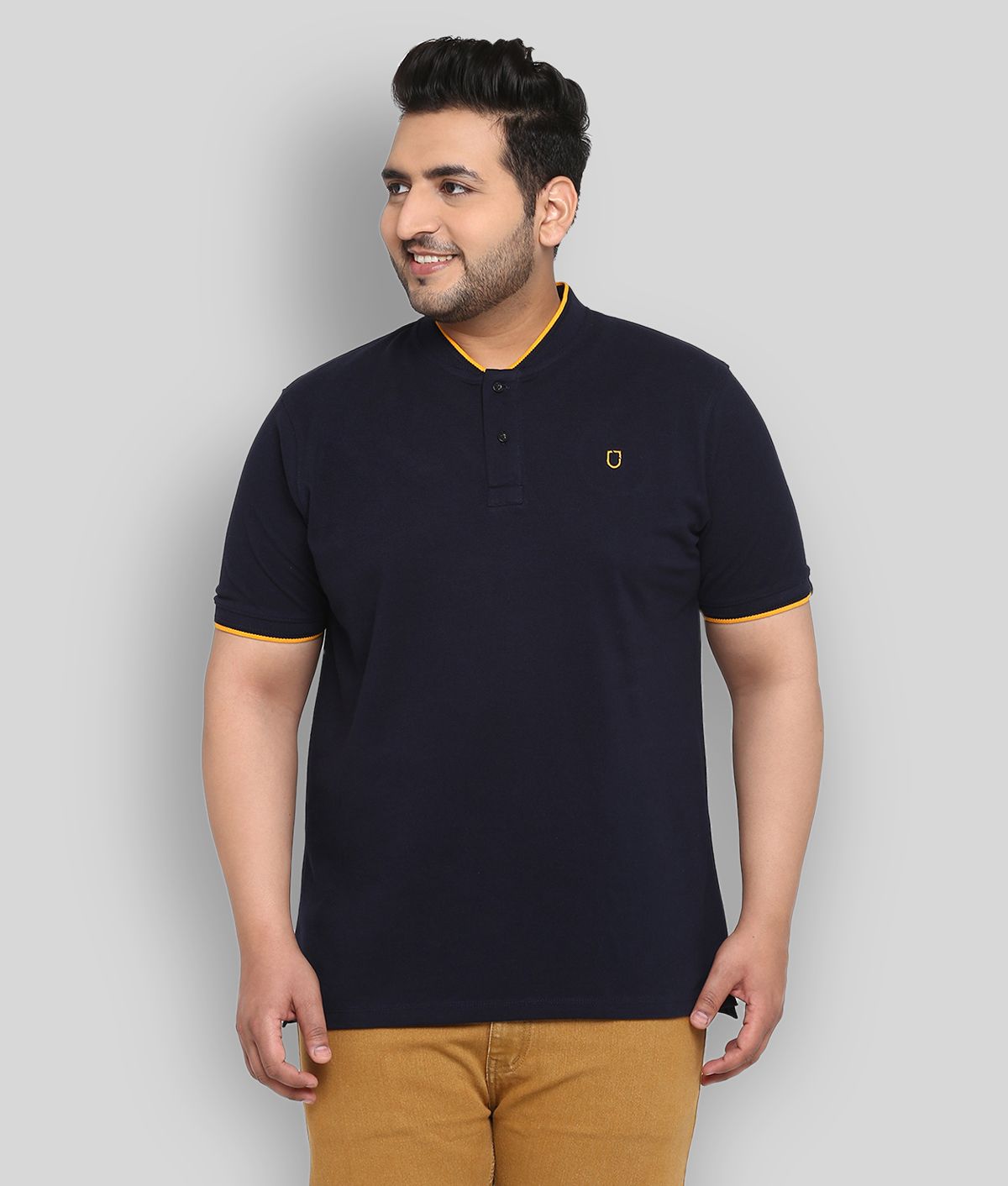     			Urbano Plus - Navy Blue Cotton Blend Regular Fit Men's T-Shirt ( Pack of 1 )