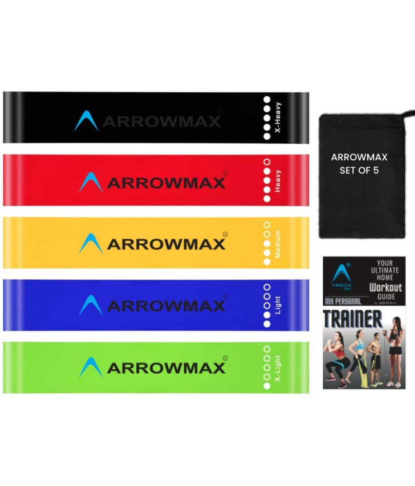     			ArrowMax Resistance Loop Toning Bands Levels-Ideal for Home Workout Gym and Outdoor Body Weight and Yoga Stretching Training Promotes and Muscle Building Set of 5(Material: Latex)