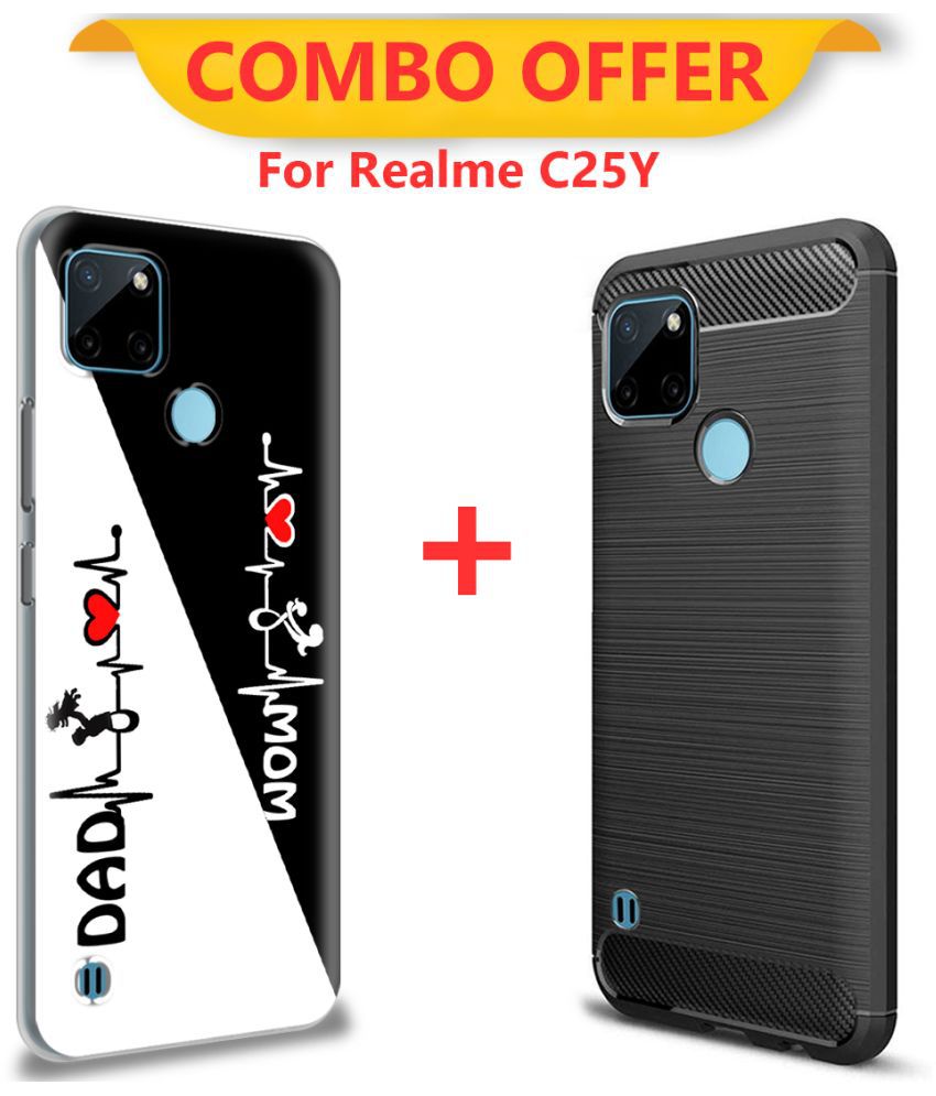     			NBOX Printed Cover For Realme C25Y Premium look case Pack of 2