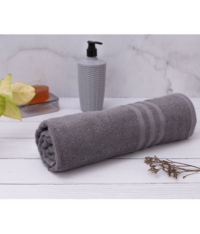 HOMETALES 100% Cotton Gray Bath Towel 350 GSM (Pack of 1)