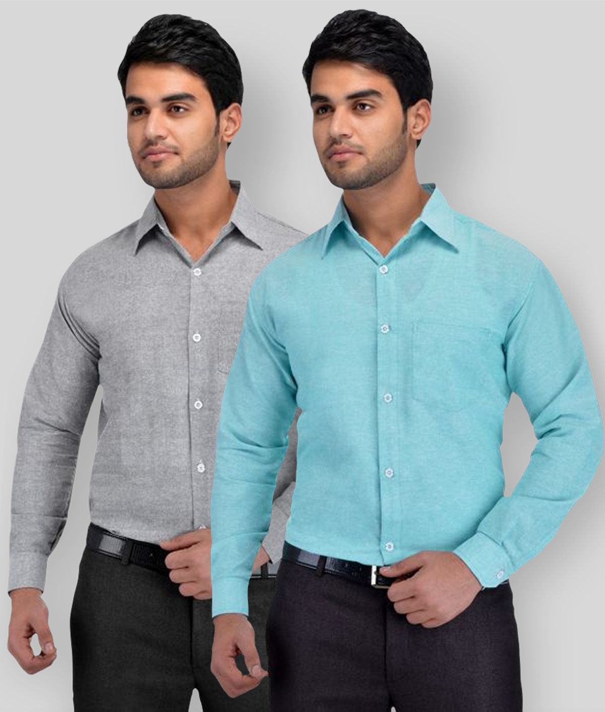     			DESHBANDHU DBK - Multicolor Cotton Regular Fit Men's Formal Shirt (Pack of 2)