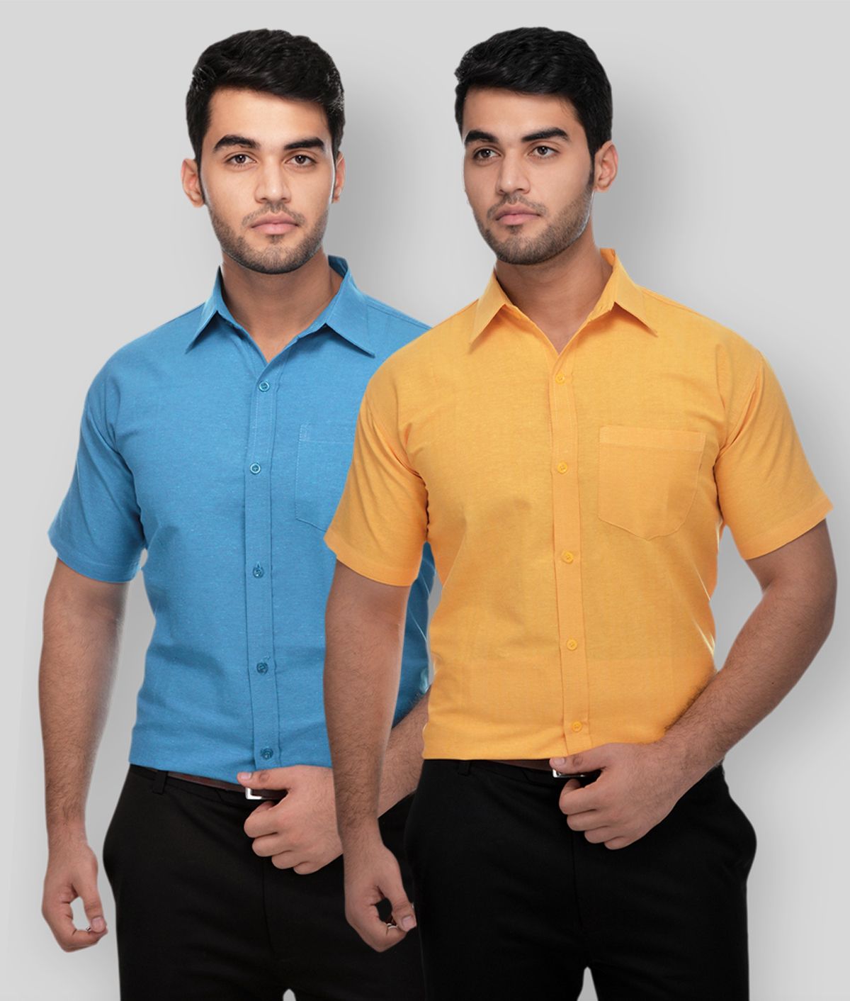     			DESHBANDHU DBK - Multicolor Cotton Regular Fit Men's Formal Shirt (Pack of 2)