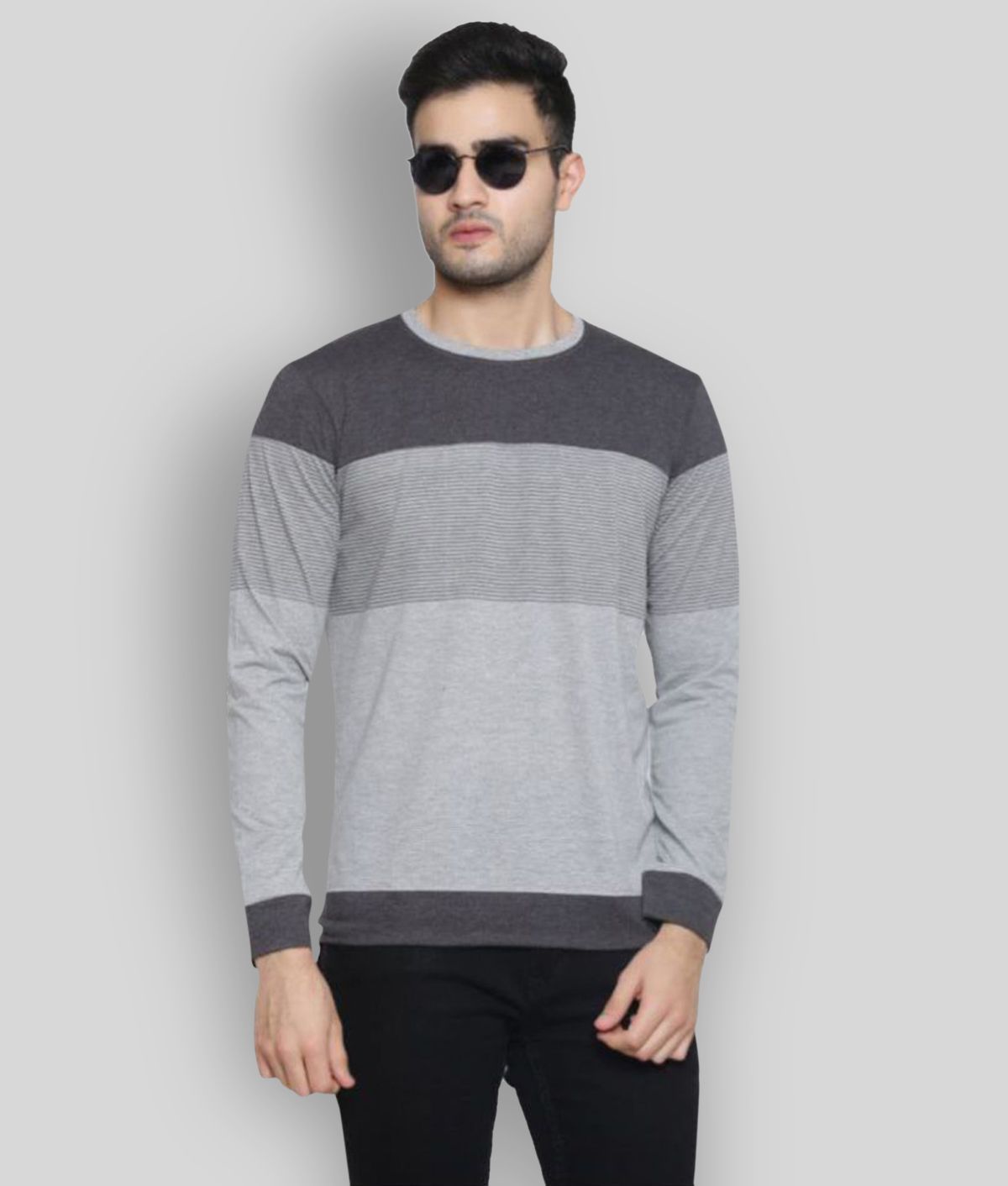     			GENTINO - Grey Cotton Blend Regular Fit Men's T-Shirt ( Pack of 1 )