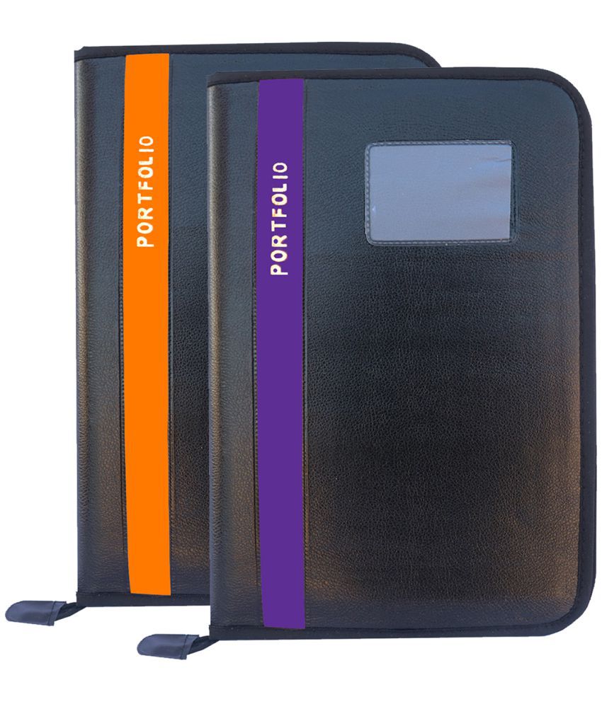     			Kopila PU 20 Leafs A4/FS Size File & Folder/Executive/ZIP File/Document Excutive Zipper Bag Set of 2 Brown & Purple