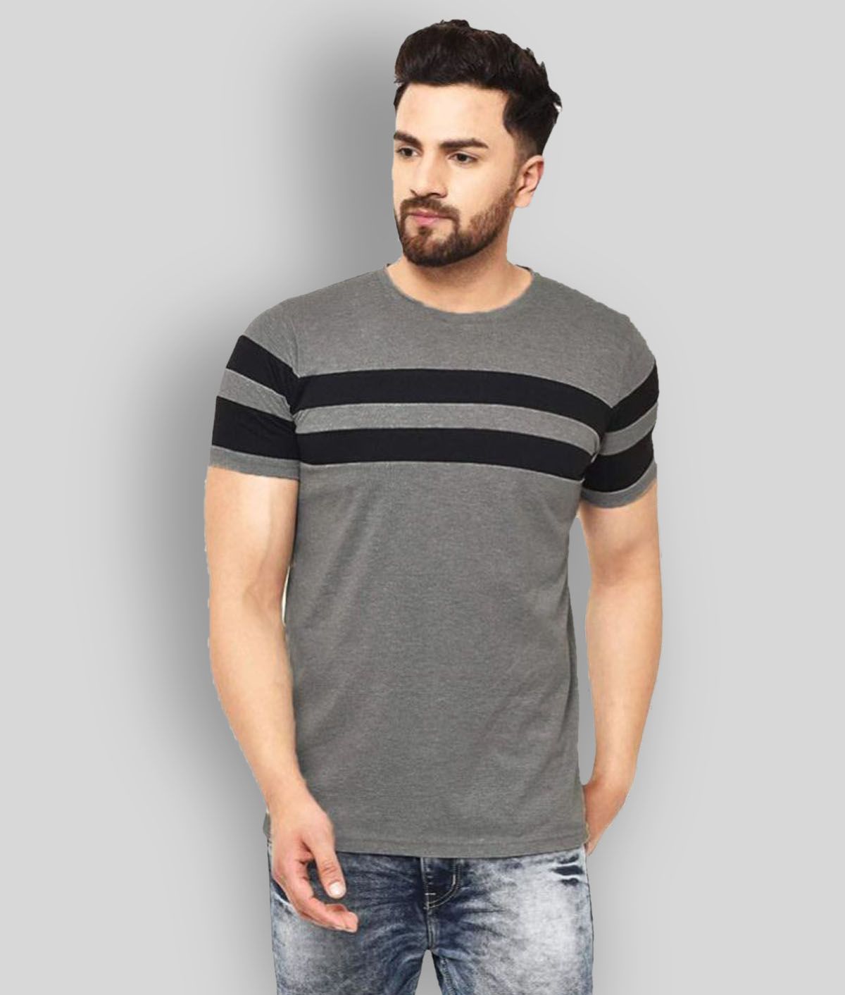     			Leotude - Silver Cotton Blend Regular Fit  Men's T-Shirt ( Pack of 1 )