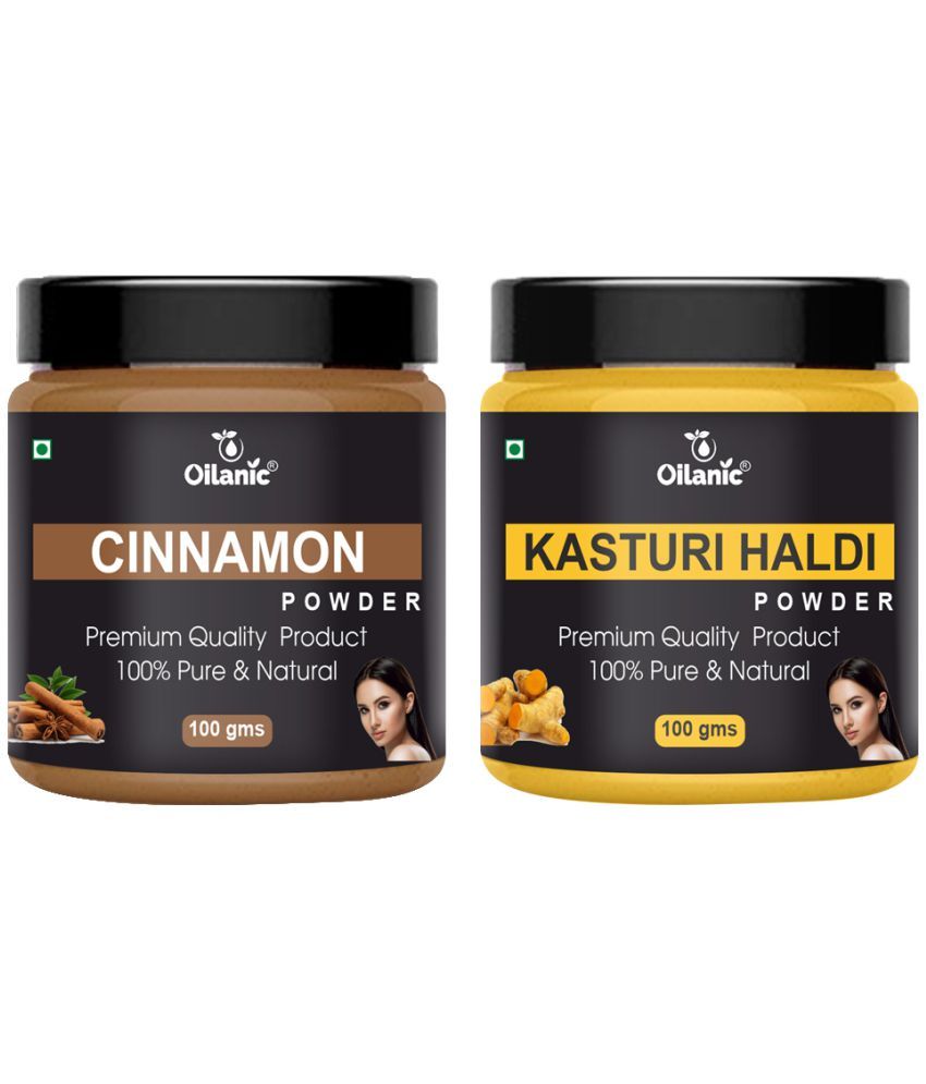     			Oilanic 100% Pure Cinnamon Powder & Kasturi Haldi Powder-Skin Hair Mask 200 g Pack of 2