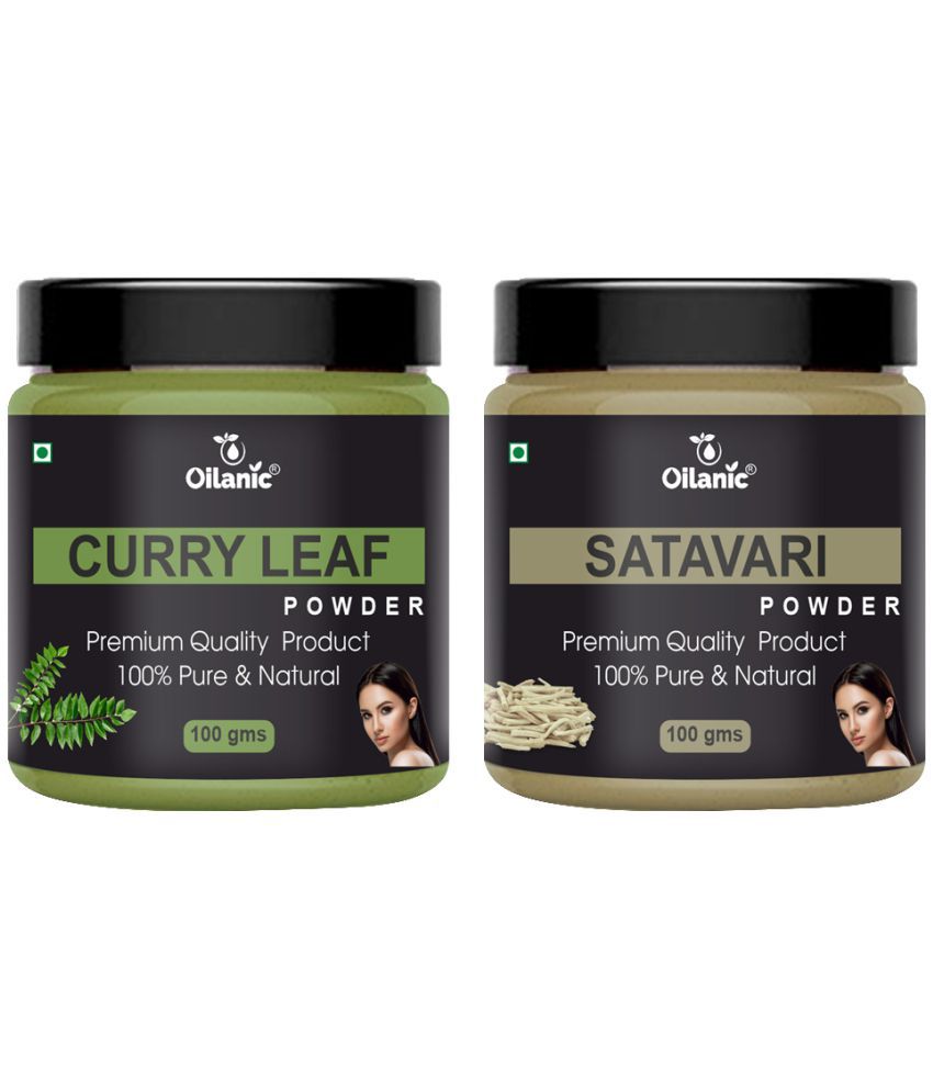     			Oilanic 100% Pure Curry Leaf Powder & Satavari Powder For Skin Hair Mask 200 g Pack of 2