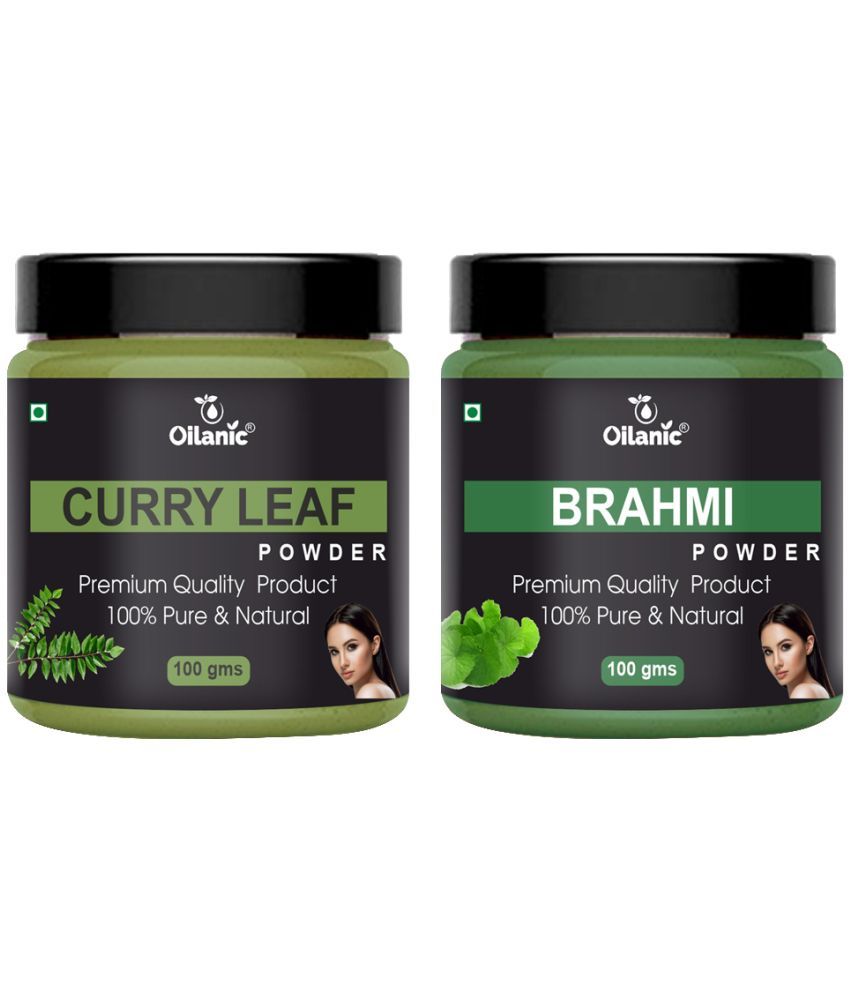     			Oilanic 100% Pure Curry Leaf Powder & Brahmi Powder For Skincare Hair Mask 200 g Pack of 2