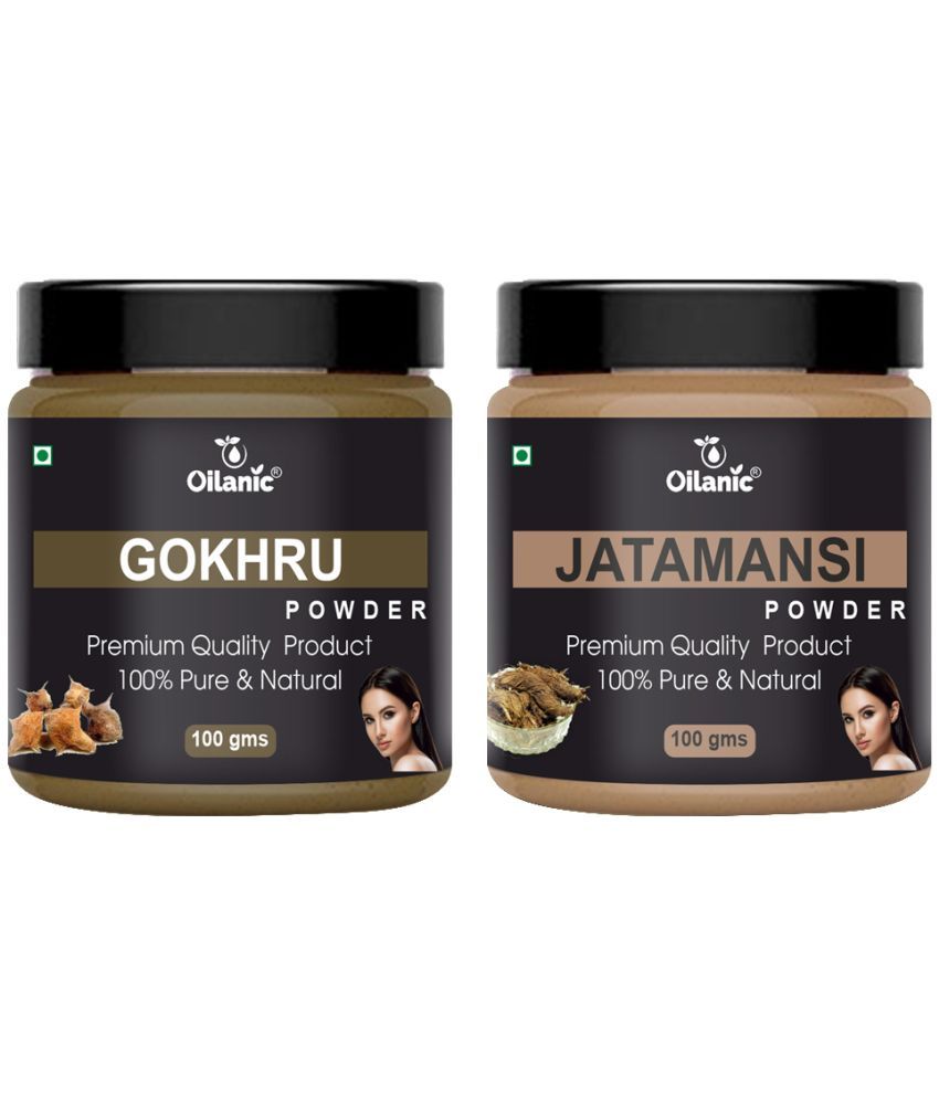     			Oilanic 100% Pure Gokhru Powder & Jatamansi Powder For Skin Hair Mask 200 g Pack of 2