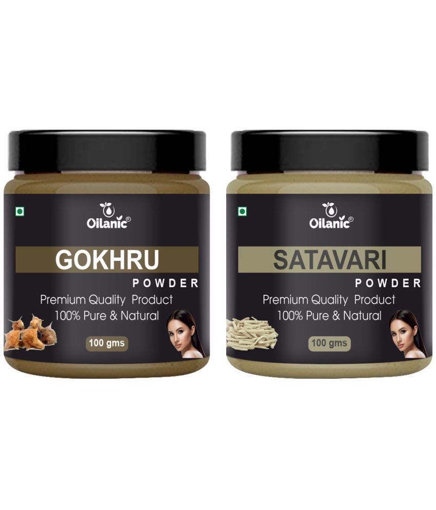     			Oilanic 100% Pure Gokhru Powder & Satavari Powder For Skin Hair Mask 200 g Pack of 2