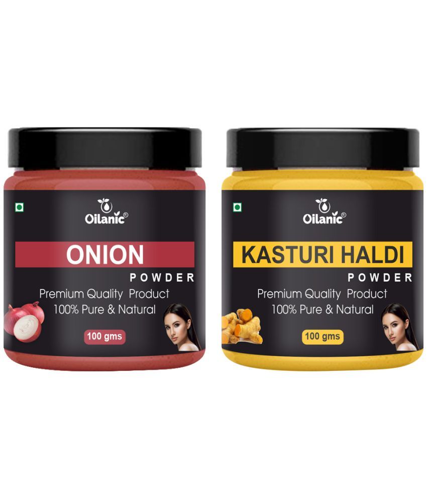     			Oilanic 100% Pure Onion Powder & Kasturi Haldi Powder-Skin Hair Mask 200 g Pack of 2