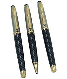 auteur Zeus Premium Black &amp; Grey Carban Fiber Finish 3 Pcs Best Writing Fountain Pen, Fancy Ballpoint Pen &amp; Gel Roller Pen Gift Set For Men &amp; Women Professional Executive Office, Nice Pens .
