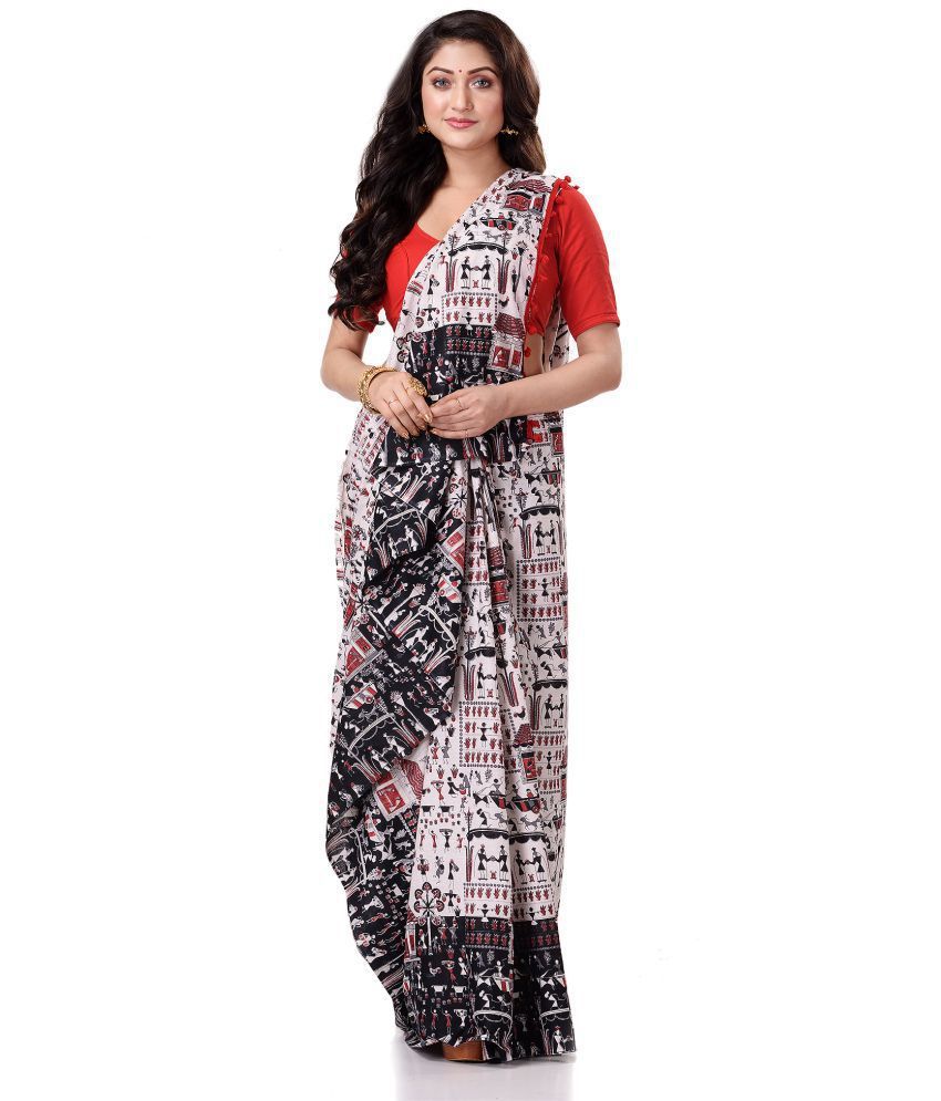     			Desh Bidesh - Multicolour Bengal Handloom Saree Without Blouse Piece ( Pack of 1 )