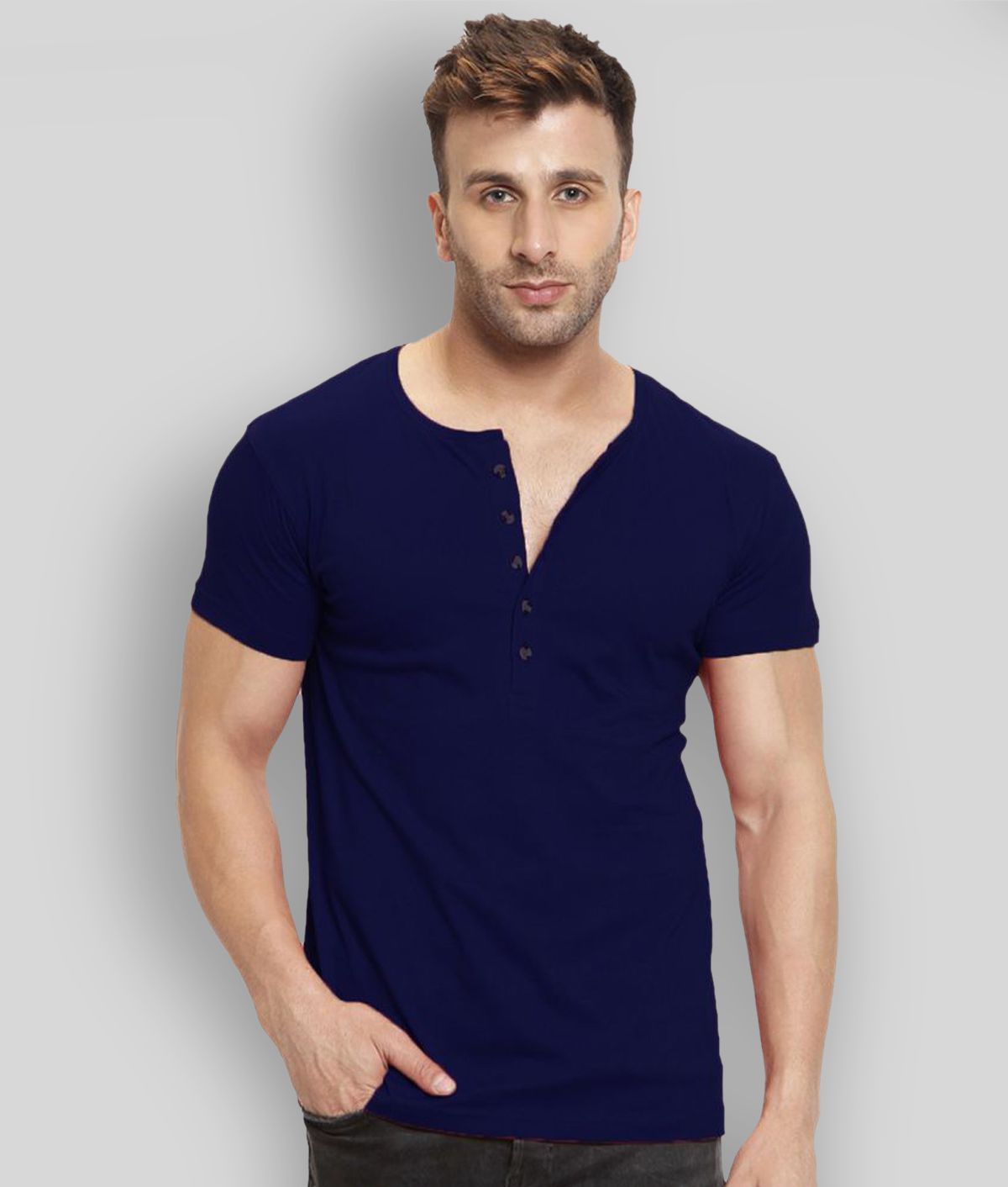     			Leotude - Navy Blue Cotton Regular Fit Men's T-Shirt ( Pack of 1 )