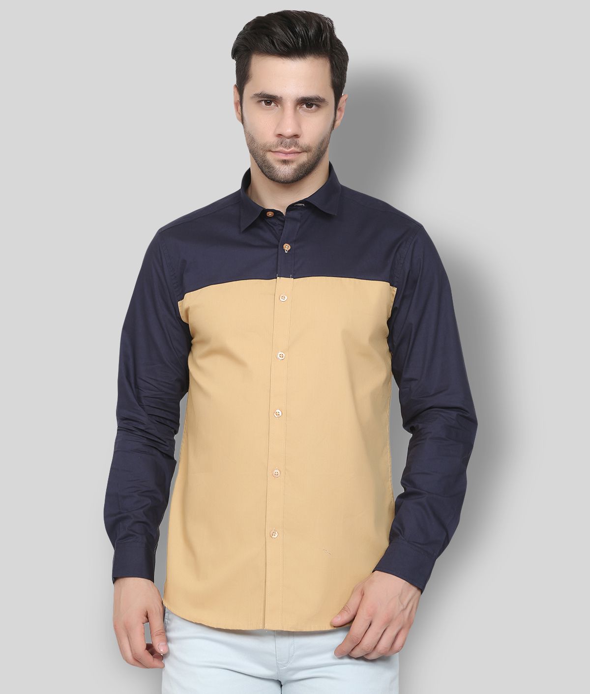     			Life Roads - Beige Cotton Slim Fit Men's Casual Shirt (Pack of 1 )