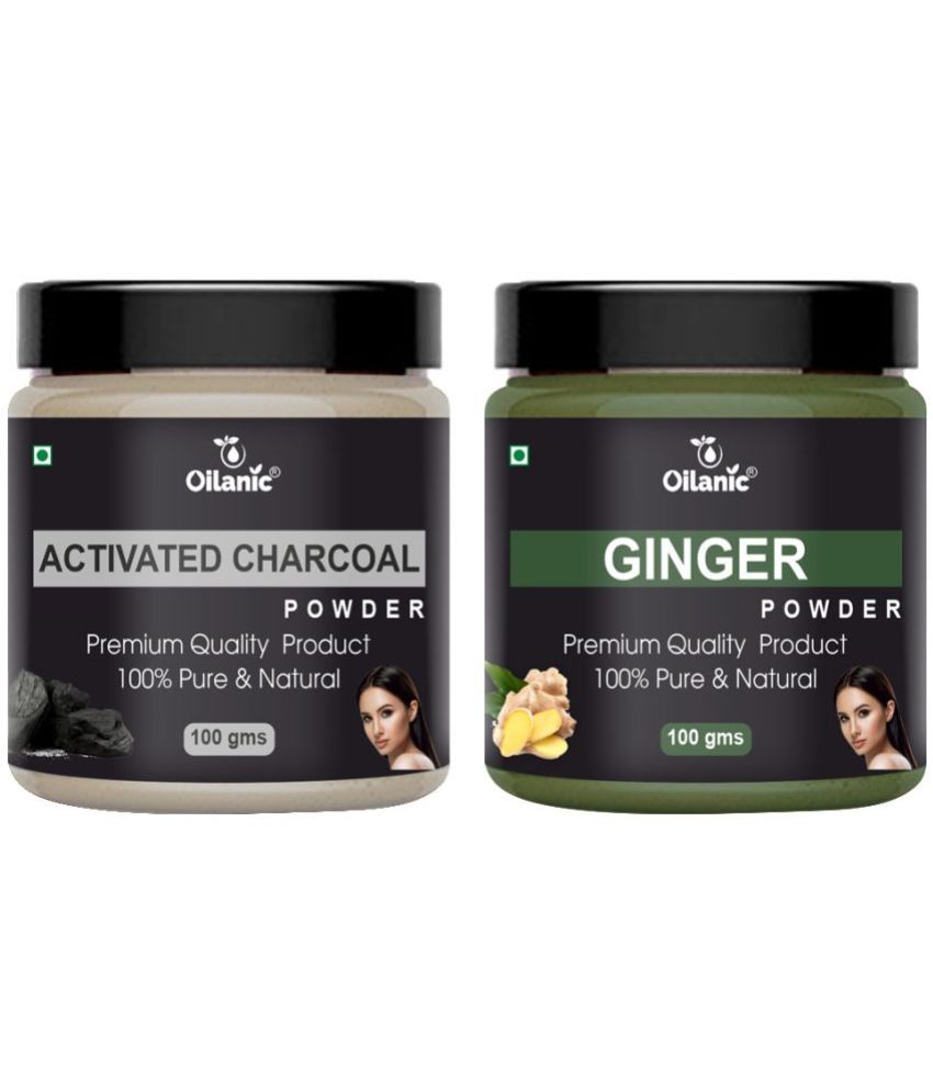     			Oilanic 100% Activated Charcoal Powder & Ginger Powder For Skincare Hair Mask 200 g Pack of 2