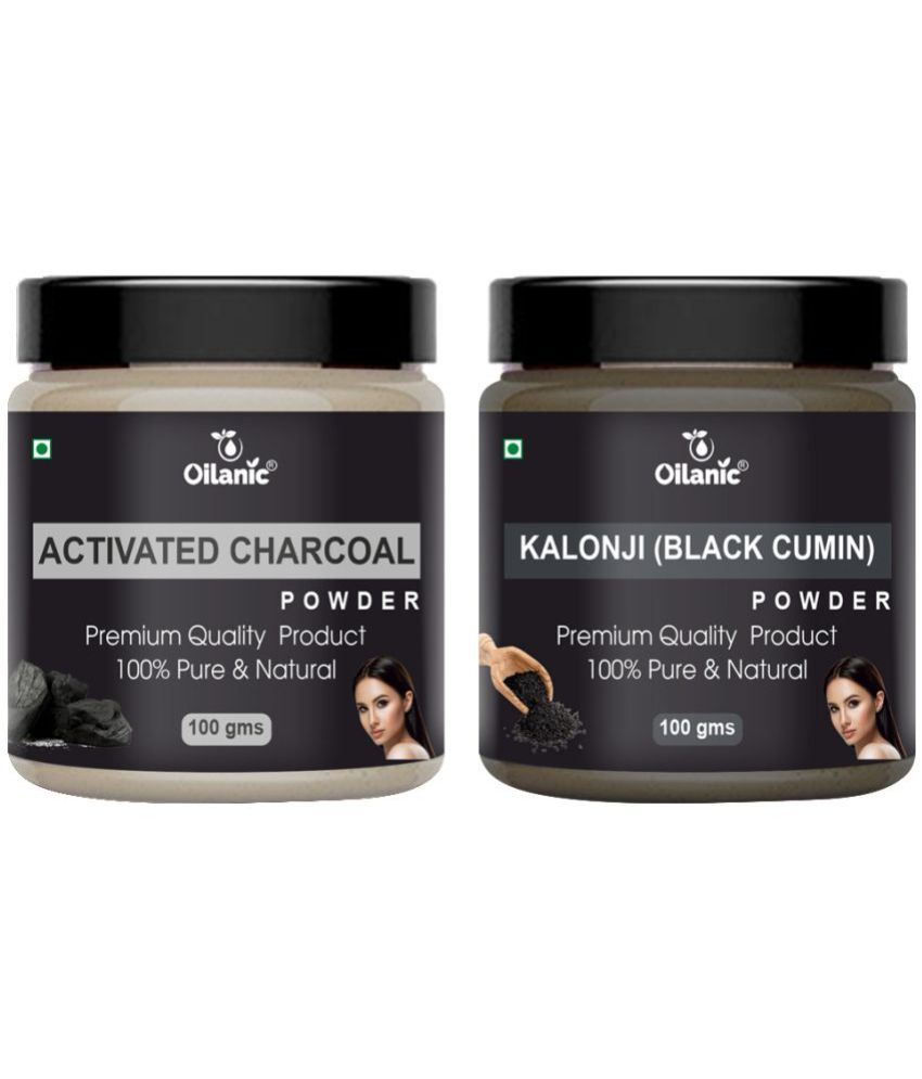     			Oilanic 100% Activated Charcoal Powder & Kalonji Powder For Skin Hair Mask 200 g Pack of 2