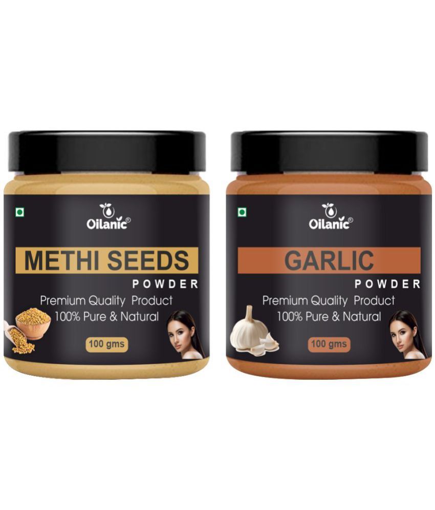     			Oilanic 100% Pure Methi Powder & Garlic Powder For Skincare Hair Mask 200 g Pack of 2